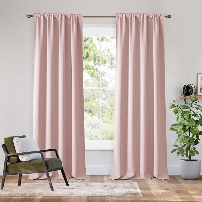 RYB HOME Bedroom Blackout Curtains 84 inches Long, 100% Blackout | Thermal by RYBHOME