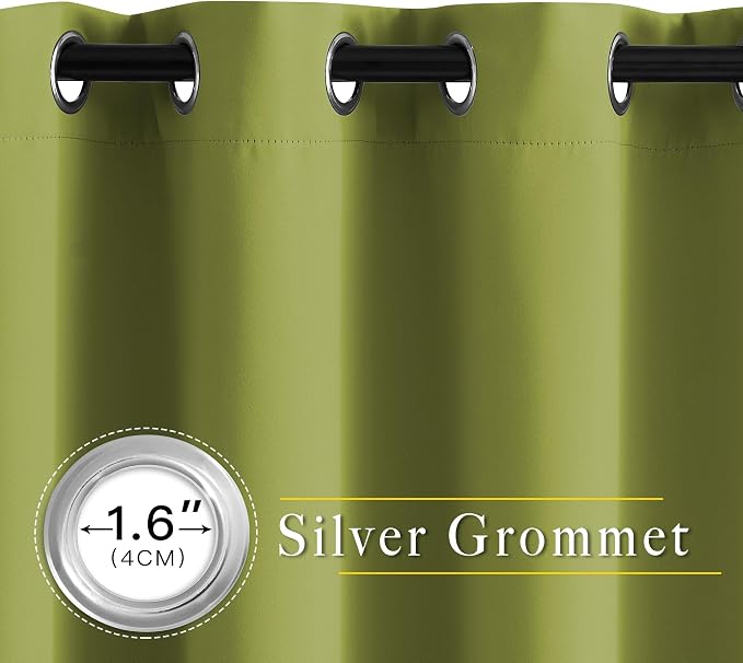 NICETOWN Fresh Green Room Darkening Curtains 102 inch Length, Grommet Energy - Image 2