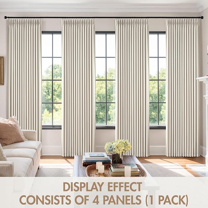 MIULEE Pinch Pleated 100% Blackout Curtains 40"x96" Long Birch 4 Panels Set | - Image 7