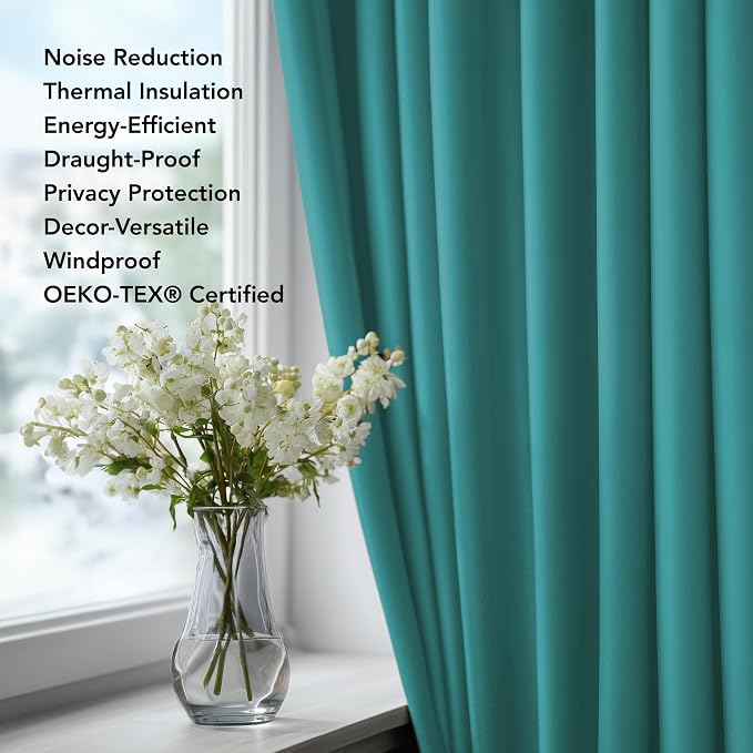 Deconovo Solid Back Tab and Rod Pocket Room Darkening Shades Insulated Thermal - Image 4