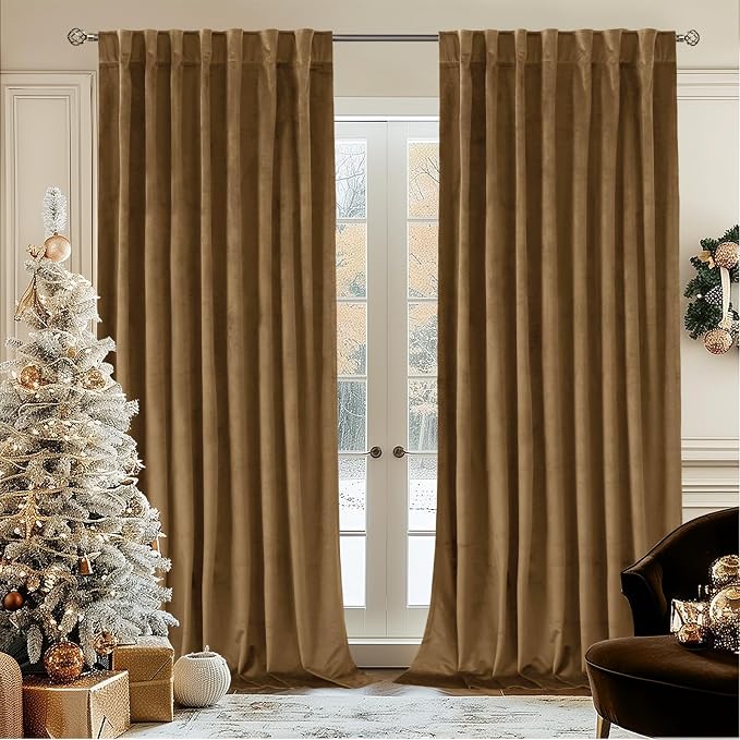 BGment Bronze Brown Velvet Blackout Living Room Curtains 84 Inches Long | Super by BGment