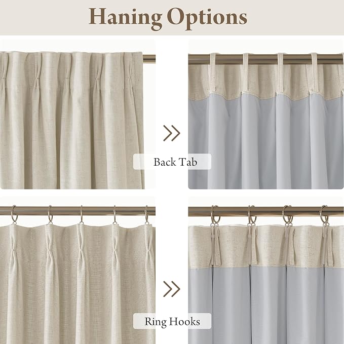 RYB HOME 100% Blackout Pinch Pleated Linen Curtains - Image 6