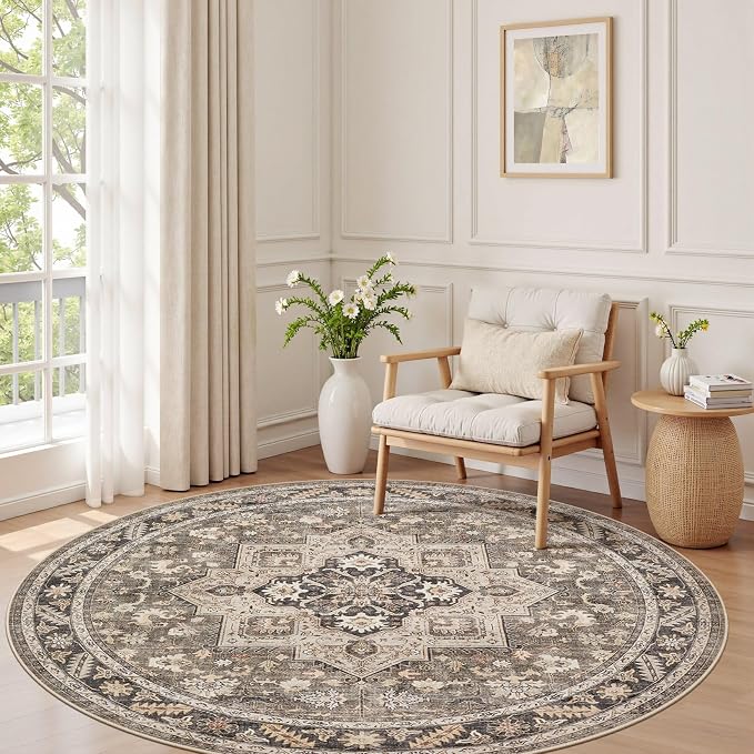 cotiled 6ft Round Living Room Area Rug, Traditional, Dining Room, and Home by COTILED