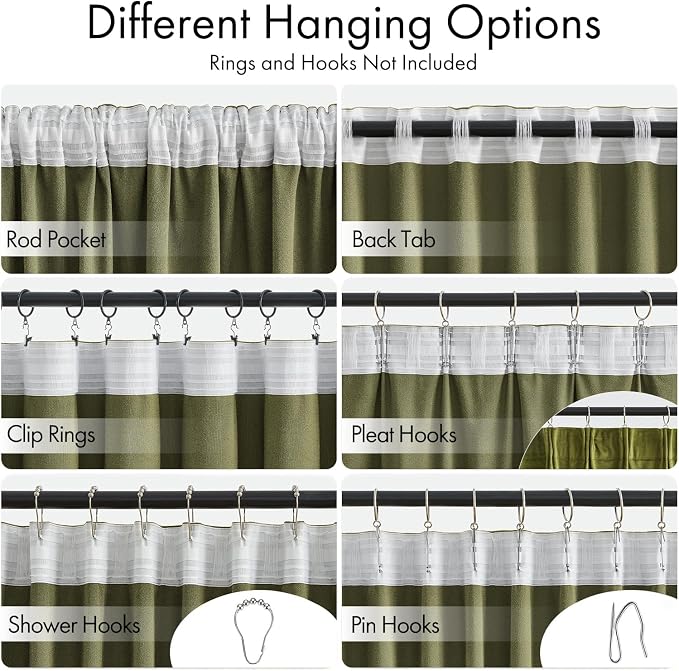 MIULEE Moss Green Velvet Pinch Pleat Blackout Curtains W52 X L96 Inches | 2 - Image 2