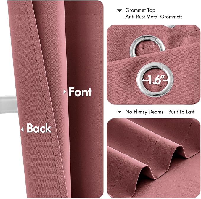 MIULEE Blackout Curtains for Bedroom 2 Panels 40 x 54 Inch Long Dusty Rose | - Image 4