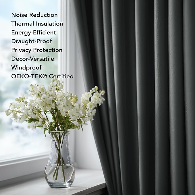 Deconovo Long Blackout Patio Door Curtains Back Tab and Rod Pocket Thermal - Image 4