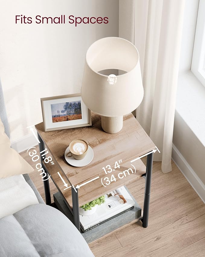 VASAGLE Side Table, Small End Table, Tall Nightstand, Steel Frame | - Image 7