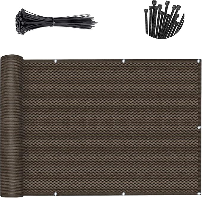 Custom Size 3.3'x4' Brown Balcony Privacy Screen 90% UV Block | Windscreen by SUNLAX