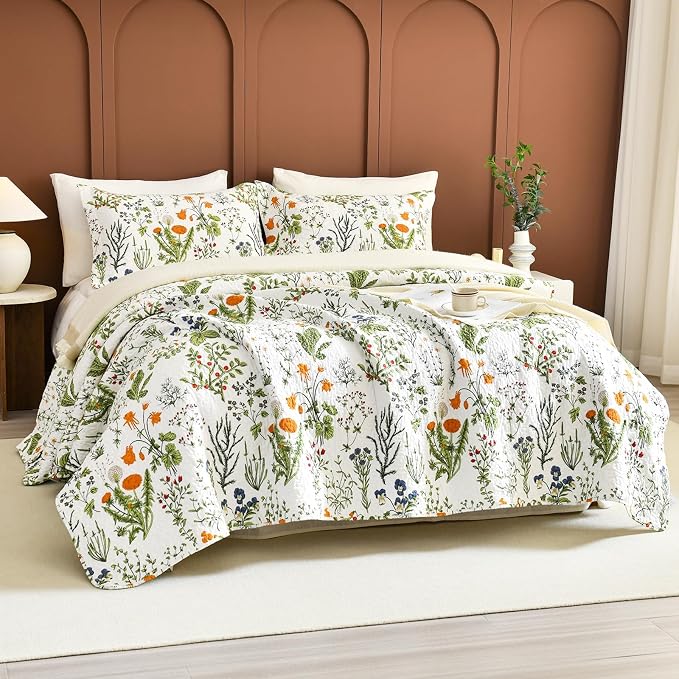 Lady Ann Oversized King Bedspreads 128x120, 100% Cotton Floral Quilt Coverlet by LadyAnn
