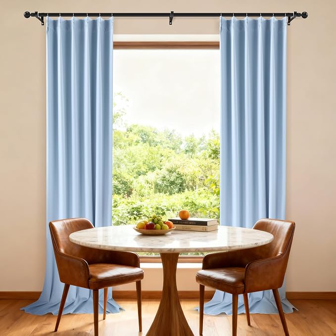 Etherealveil Light Blue Pinch Pleated Blackout Curtains 2 Panels 40"x120" | - Image 2