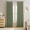 Sage Green Blackout Curtains Pinch Pleat 84 Inches Long Thermal Insulated Black by KEQIAOSUOCAI