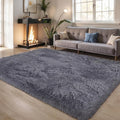 5x7 Thick Grey Shag Rug for Bedroom, Soft Plush Fluffy Carpet | Area Rug for by KICHOWUA