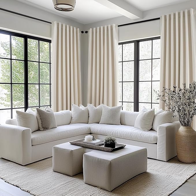 Topfinel Floor to Ceiling Curtains Drapery 108 Inches Long Black Out - Image 2