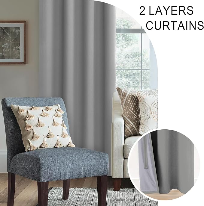 XWZO 100% Blackout Curtains 63 Inches Long - Image 5