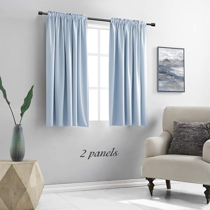 Cerulean Blue Drapes Home Fashion Thermal Insulated Room Darkening Curtains - Image 2