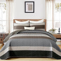 Dinjoy King Boho Striped Quilt Set, Breathable All-Season, 3-Piece Set Fits by DINJOY