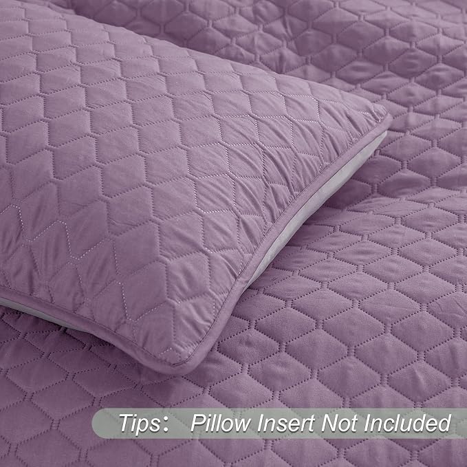Exclusivo Mezcla Reversible King Size Quilt Bedding Set, Dusty Lavender | - Image 5