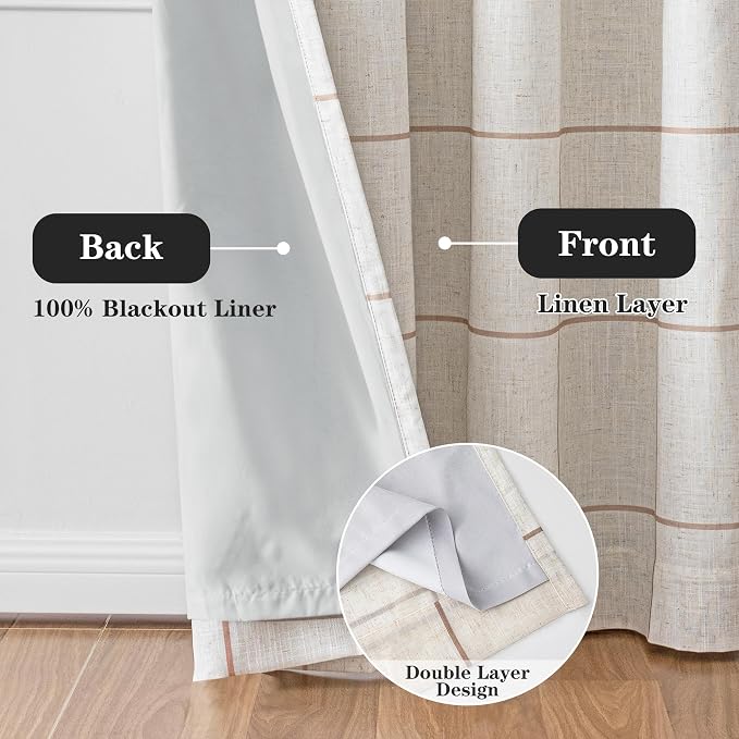 100% Blackout Curtains for Bedroom Room, 2 Thick Layers Thermal Insulated - Image 3