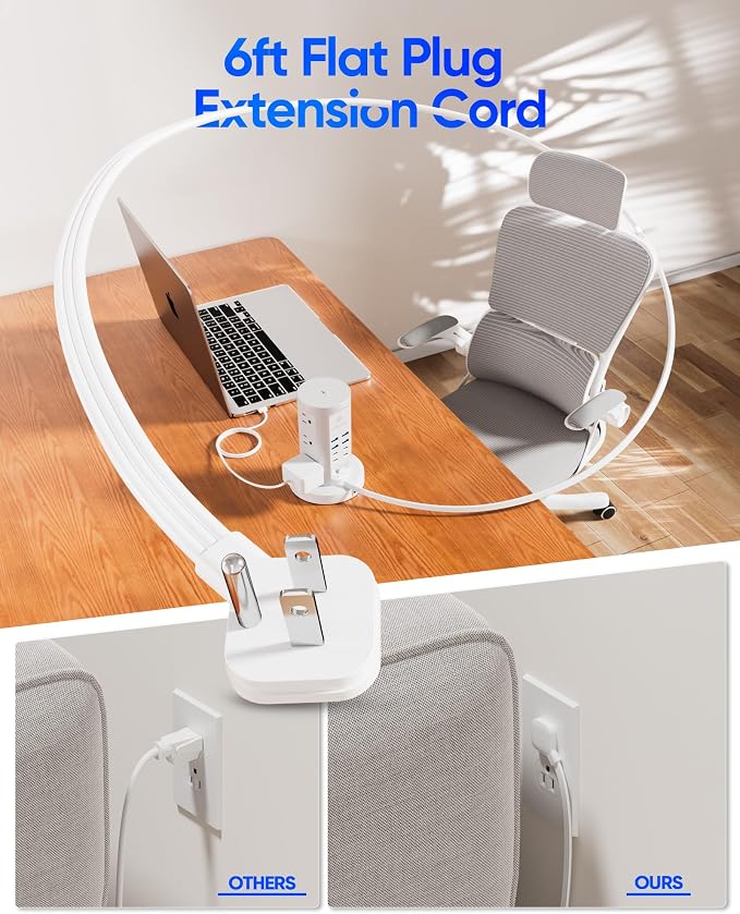 Power Strip Tower, kakyanill Charging Station 9 AC Outlets 8 USB Ports | 6 Ft - Image 6