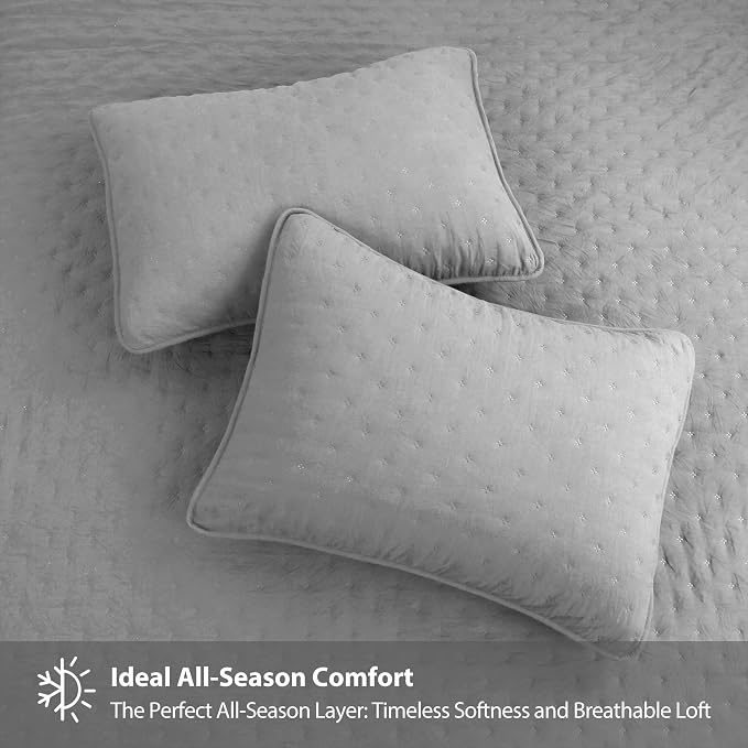 ROARINGWILD Light Grey Twin Size Quilt Bedding Sets - Image 4