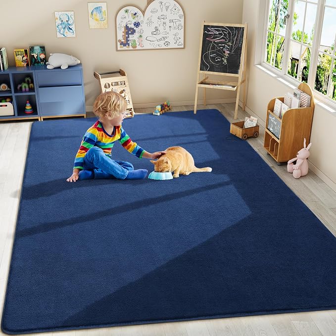 Navy Blue Area Rugs for Bedroom Living Room, 4x6 Memory Foam Rug | Thickened - Image 9