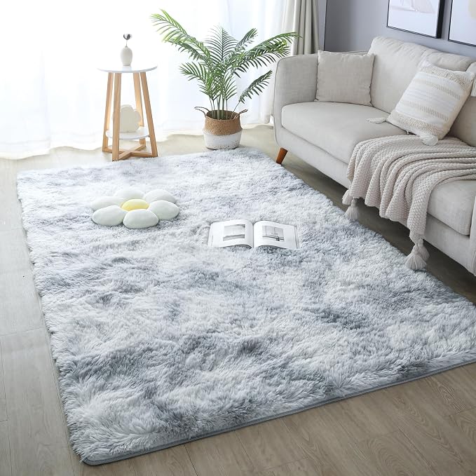 4x6 Light Grey Fluffy Shag Rug for Bedroom, Plush Washable Carpet | Area Rug - Image 8
