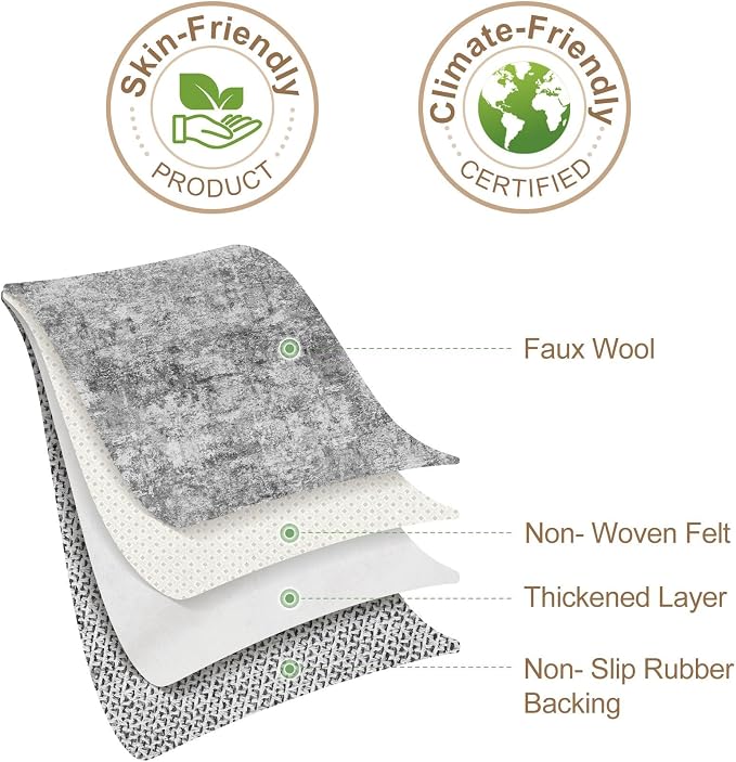 Nakagishi Boho 5x7 Area Rug Living Room Rugs Machine Washable Gray | Soft - Image 7