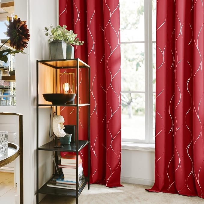 Deconovo Curtains for Living Room, Pattern Blackout Curtains 45 Inches Long | - Image 3