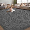 4x6 Area Rug for Living Room, Dark Gray Fluffy Shag Non-Slip Bedroom Rugs | by Unknown