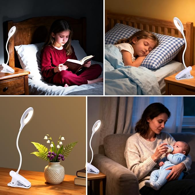 Akynite Clip on Light LED Desk Lamp 5 Brightness+5 Colors Rechargeable Lamp | - Image 6