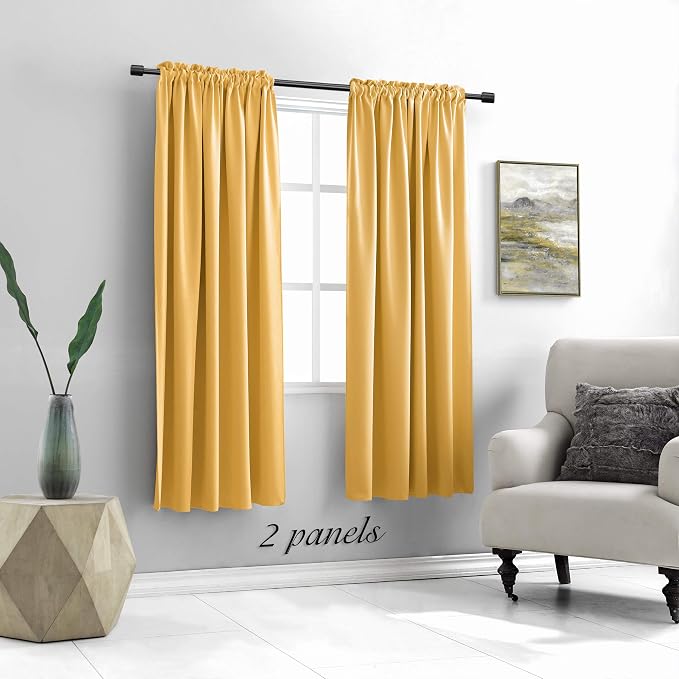 Gold Yellow Blackout Curtains for Kitchen - Image 2