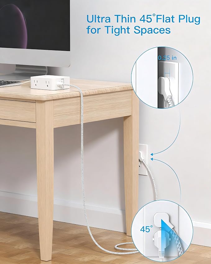 PD30W USB C Power Strip Surge Protector 10Ft, 1080J Desk Charging Station | 8 - Image 4