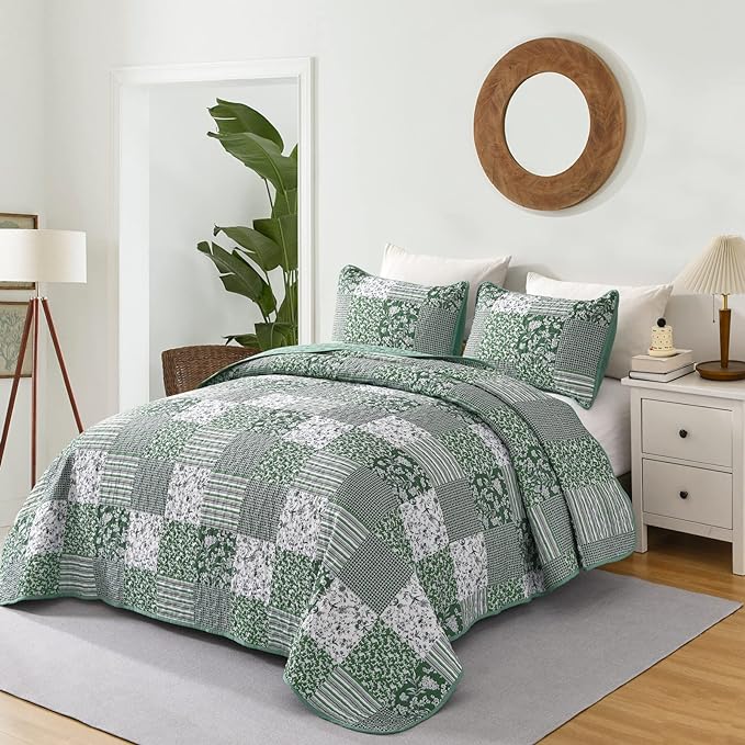 Mybedsoul Boho Quilts Queen Size, Patchwork Reversible Bedding Set, 3 Pieces - Image 2