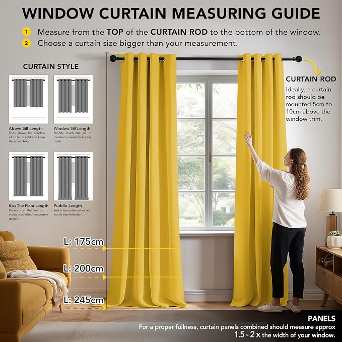 Deconovo Blackout Curtains for Bedroom and Living Room 72 Inches Long | Black - Image 7