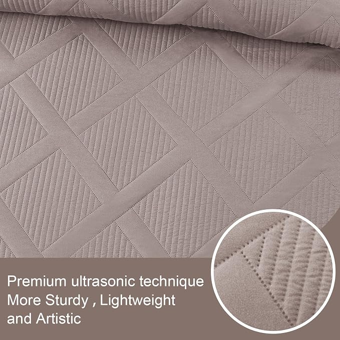 Exclusivo Mezcla Twin Size Quilt Set, Taupe | Soft Bedspreads - Image 4