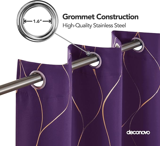 Deconovo Curtains for Living Room, Pattern Blackout Curtains 72 Inches Long | - Image 4