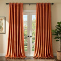 Luxury Orange Velvet Curtains 96 inch Length by PRIMROSE