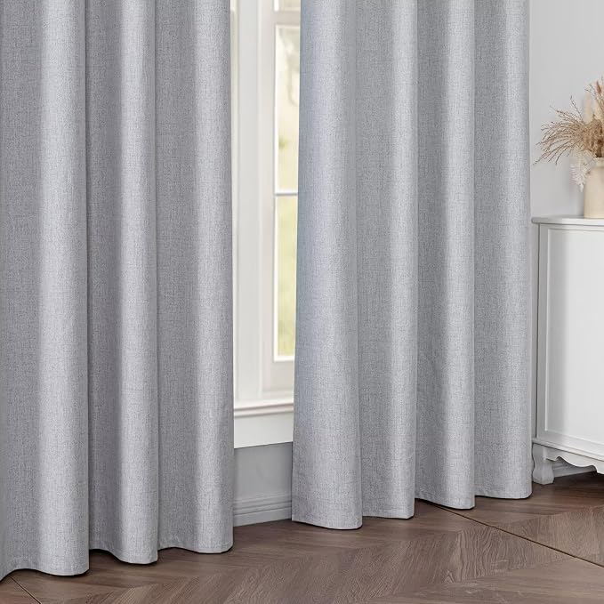 100% Blackout Curtains 84 inch Length 1 Panel Faux Linen Long Drapes - Image 7