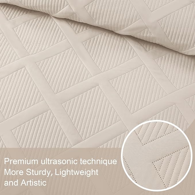 Exclusivo Mezcla California King Size Quilt, Brich Beige | Soft Bedspreads - Image 4