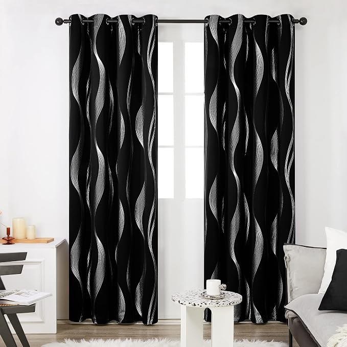 Deconovo Curtains for Living Room, Pattern Blackout Curtains 63 Inches Long | - Image 2