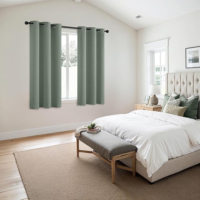 MIULEE Blackout Curtains for Bedroom 2 Panels 40 x 45 Inch Long Light Green | - Image 6