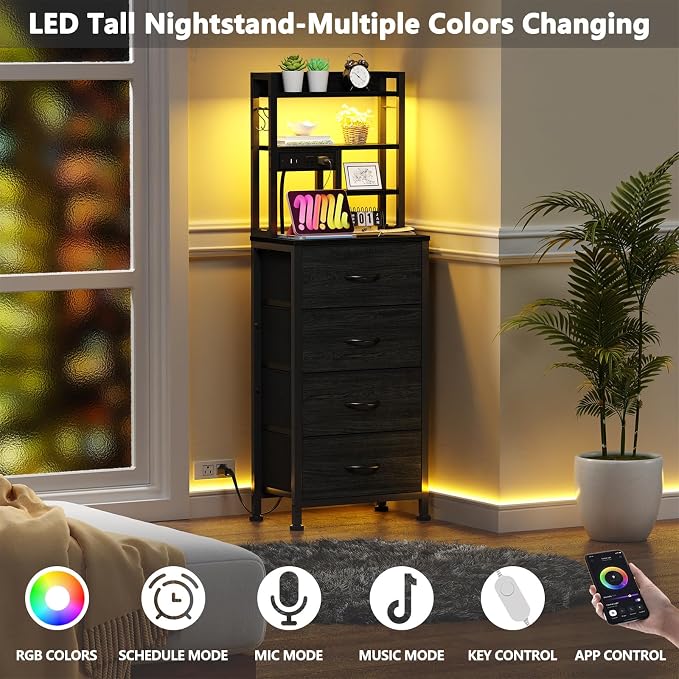 Tall Nightstand, LED Night Stand - Image 4