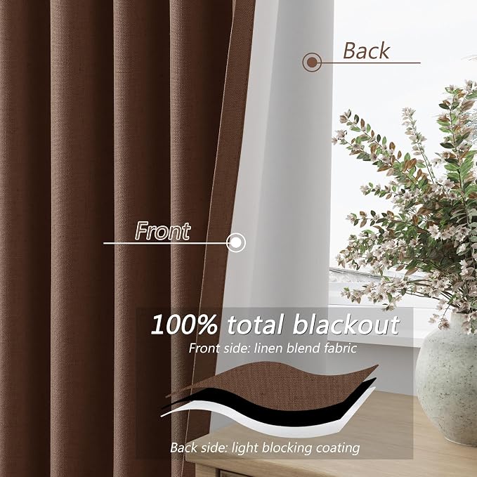 100% Blackout Curtains 72 Inch Length 2 Panels Set - Image 4