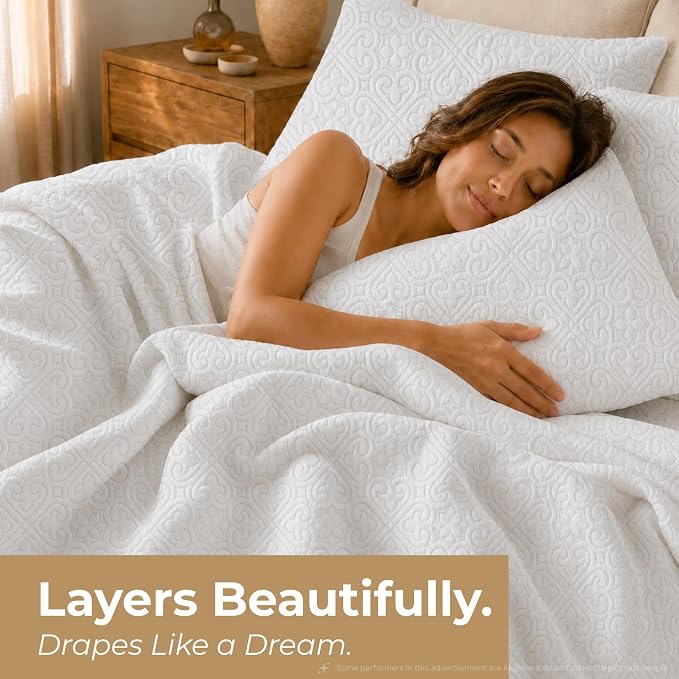 HLC.ME Lorenzo - Beige Bedspreads & Coverlet Set - Soft Bed Full Queen Size - Image 2
