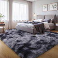 6x9 Thick Tie-dye Dark Grey Shag Rug by KICHOWUA