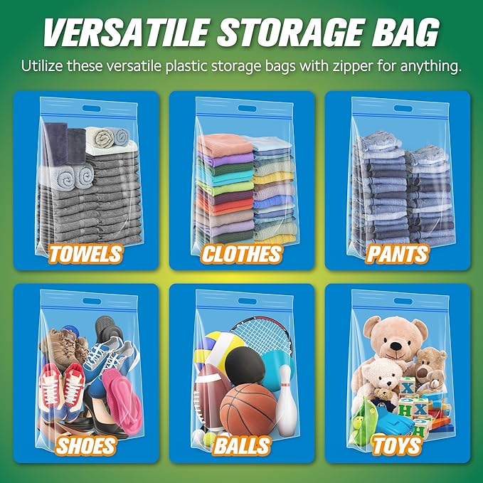 HIBAG 5 Gallon Large Storage Bags, 15” x 18” Resealable Clear Bags - Image 4