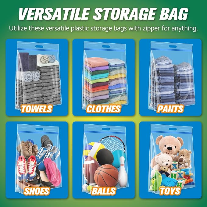 HIBAG 25 Gallon Jumbo Storage Bags, 35” x 24” Resealable Clear Bags - Image 4