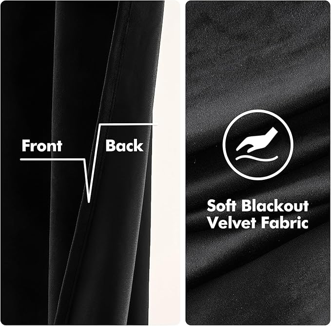 MIULEE Velvet Curtains Halloween Black 72 x 84 Inch Length Set of 2 | Grommet - Image 3