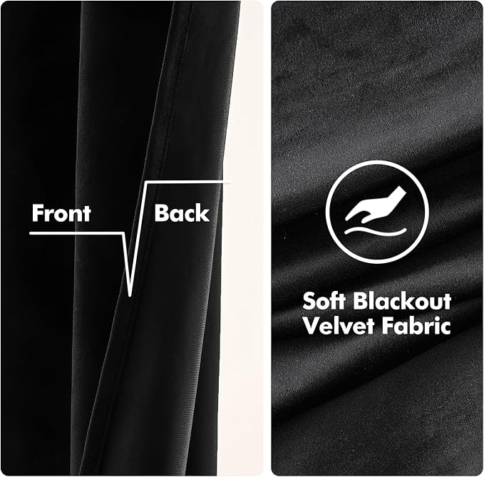 MIULEE Velvet Curtains Halloween Black 66 x 84 Inch Length Set of 2 | Grommet - Image 3