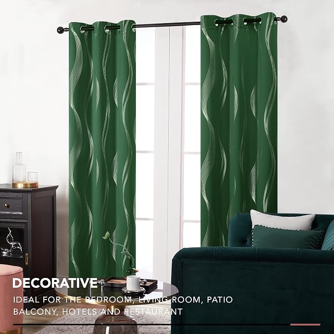 Deconovo Curtains for Living Room, Pattern Blackout Curtains 45 Inches Long | - Image 4